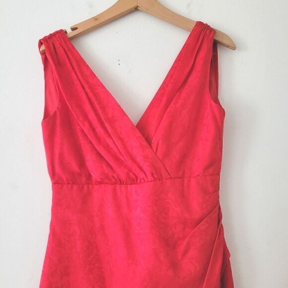 Oleg Cassini 100% Silk Dress Bright Red  Vintage 8 - Picture 2 of 9